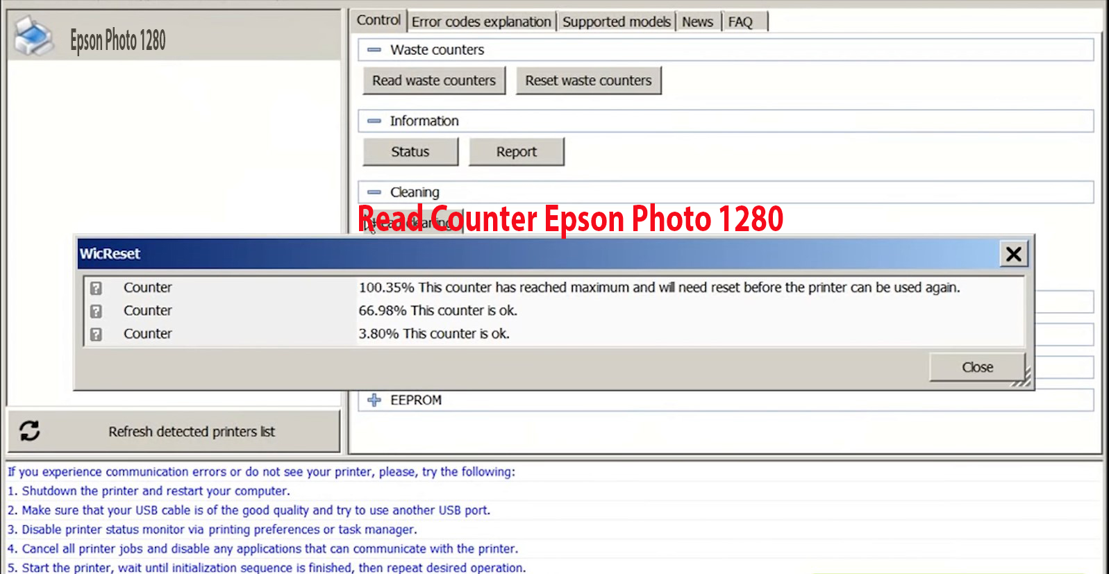 Reset Epson Photo 1280 Step 2
